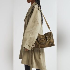 Balenciaga Medium Le City Suede Satchel Khaki 2025